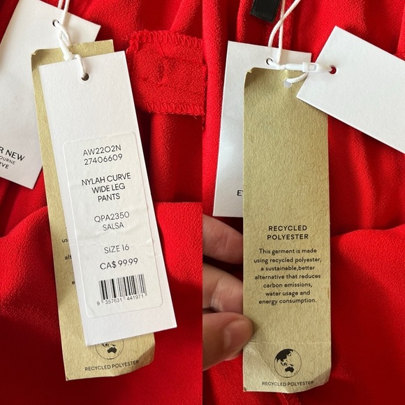Ever New Nylah Curve Wide Leg Pants 16 Salsa Red - Picture 4 of 15